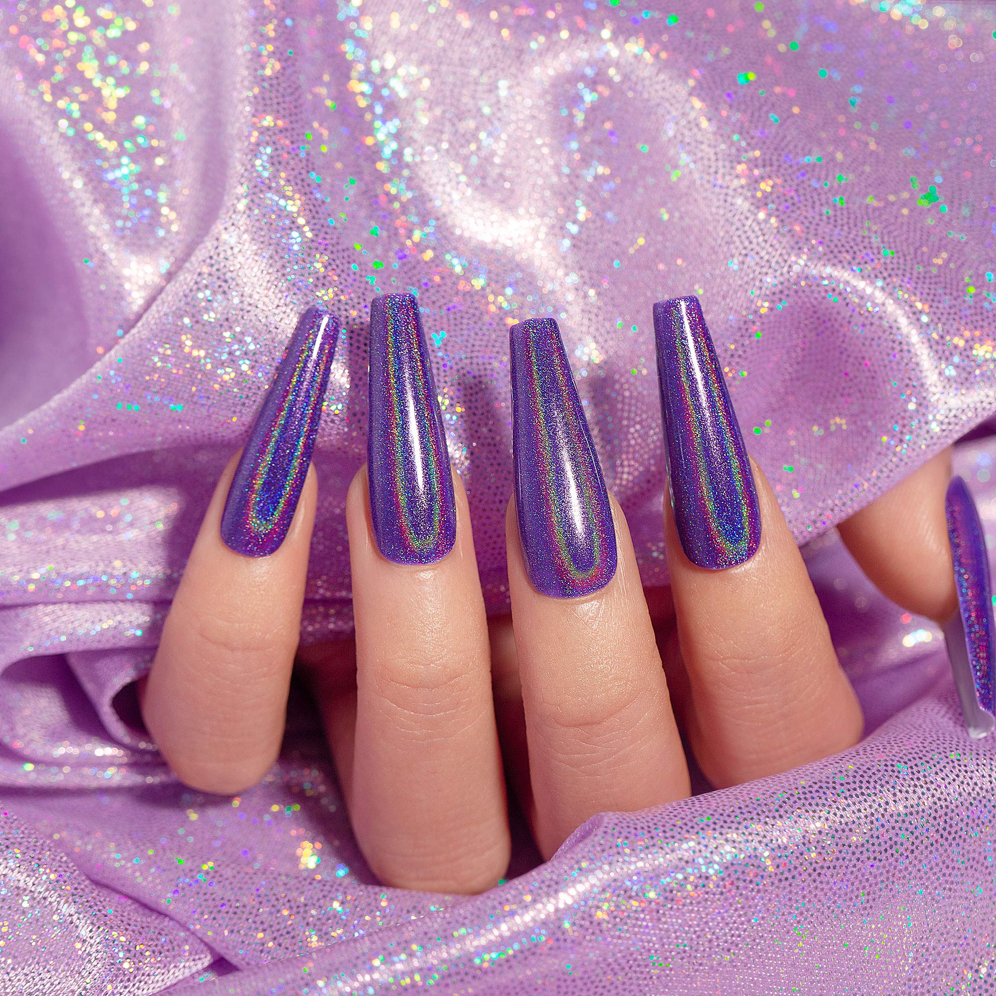 RARJSM Holographic Nail Polish Dark Purple Nail Polish 1 Pack 0.25 Fl.oz Quick Dry Gel Polish Nail Lamp Cured for Salon Home DIY Nail Art Design RAR76
